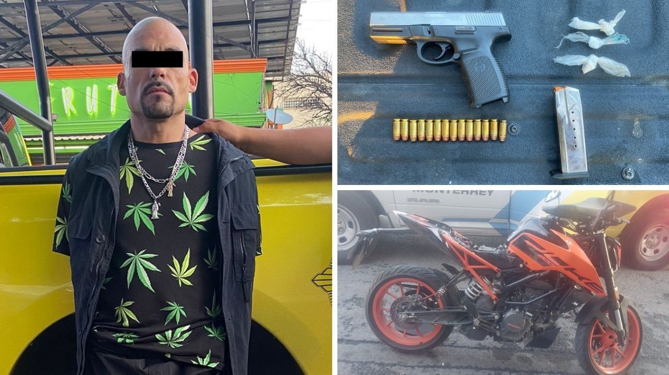 Lo interceptan policías armado con pistola y droga