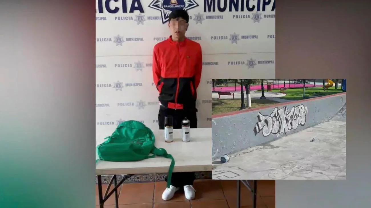 Detienen a grafitero por daños al municipio de Ramos Arizpe