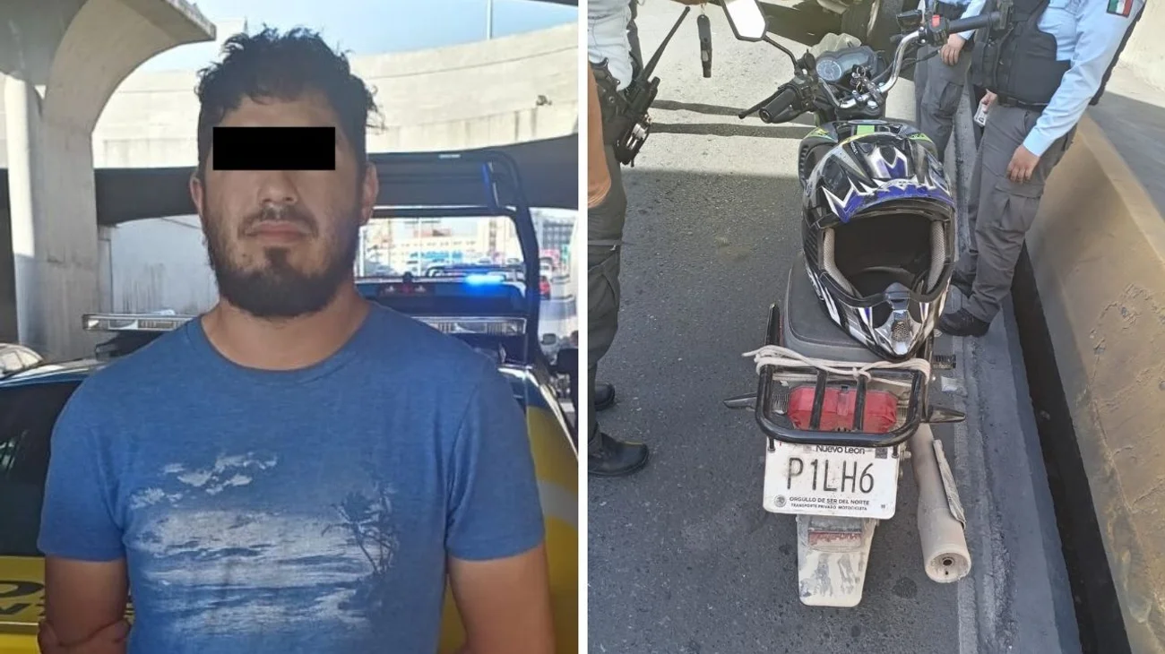 Detienen a hombre por circular en moto con placa 'colgada'