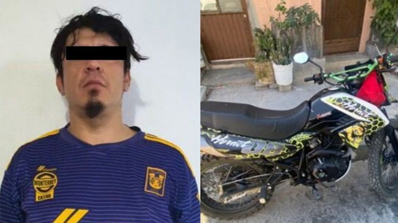 Cae hombre con motocicleta con reporte de robo en Santa Catarina