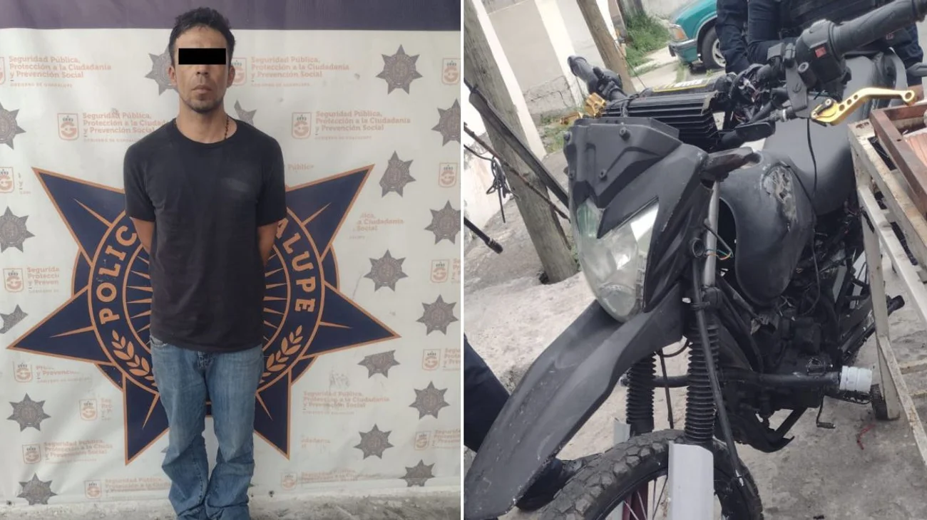 Detienen a hombre tras huir en motocicleta robada