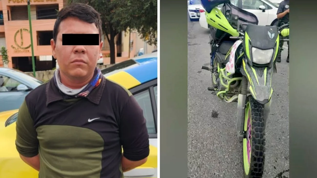 Detienen a hombre por conducir moto con reporte de robo