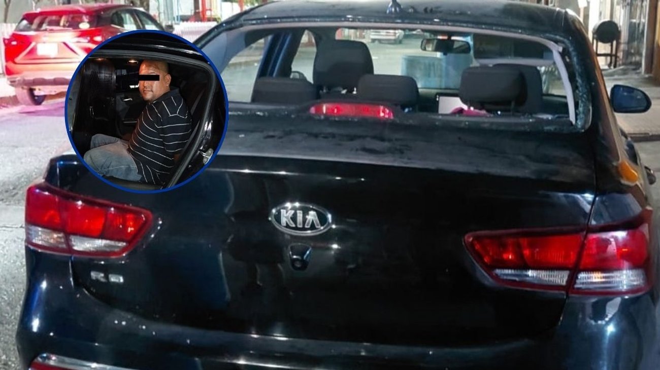 Queda detenido tras dañar auto con una piedra