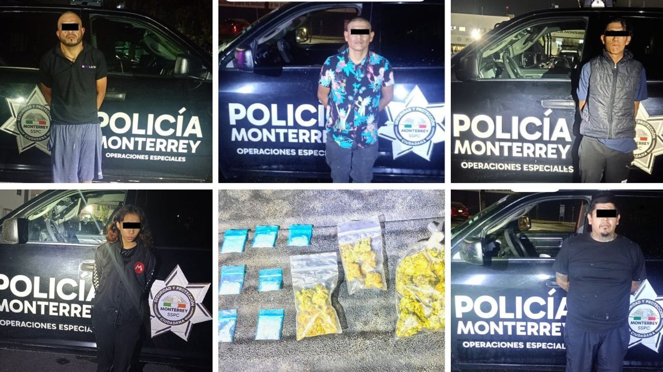 Cinco detenidos con mariguana y cristal en Monterrey