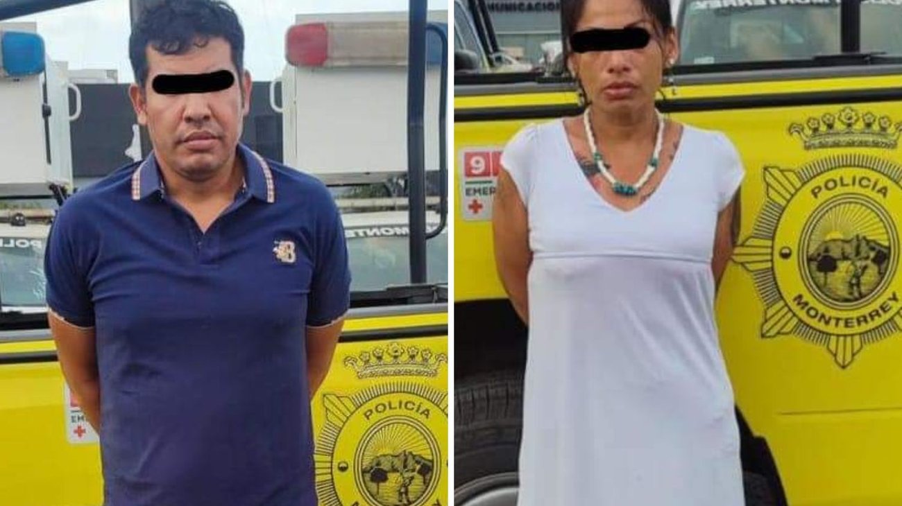 Detienen a pareja por viajar en vehículo robado en Monterrey