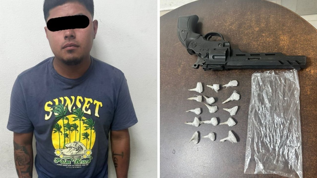 Detienen a motociclista armado y con droga en Escobedo