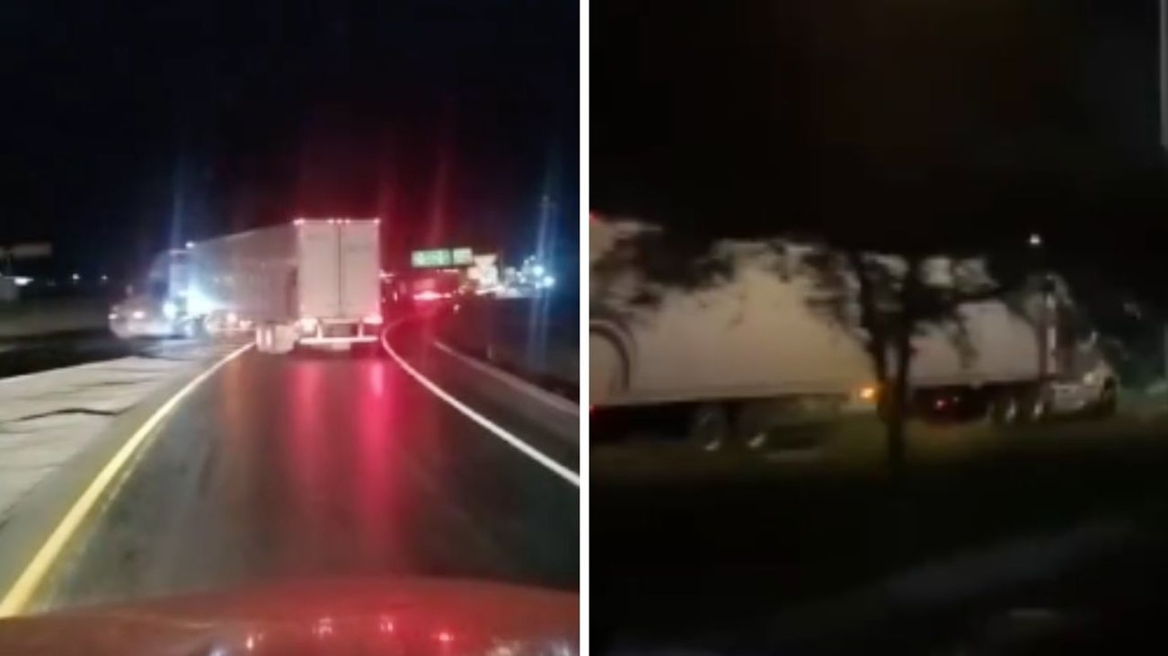 Tráiler circula en sentido contrario por tres municipios