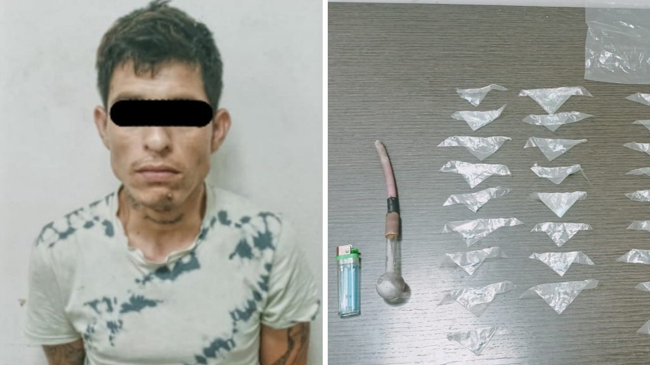 Cae hombre con 60 dosis de cocaína mientras se drogaba