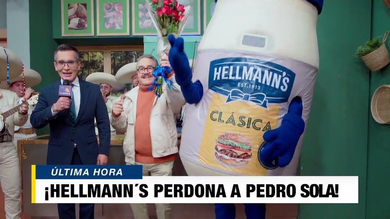 Perdona mayonesa Hellman's a Pedrito Sola y graba comercial