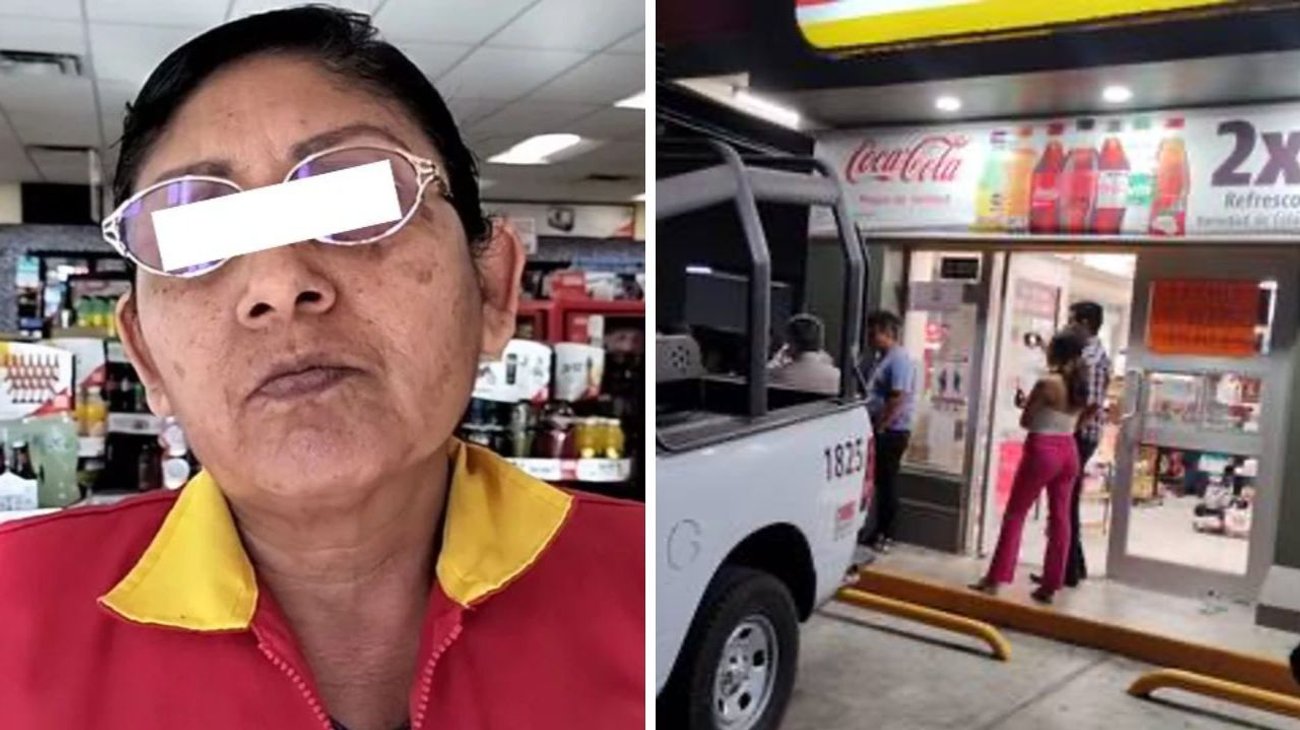 Empleada de Oxxo se encierra en tienda por protesta