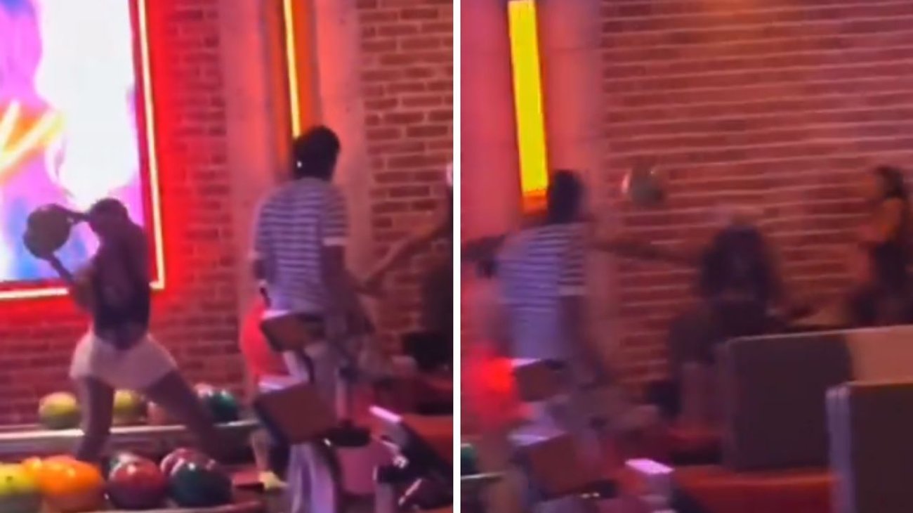 Mujer lanza bola de boliche a otra en la cabeza en una pelea