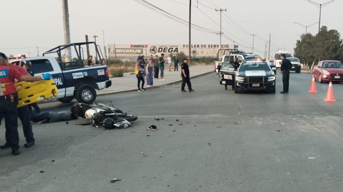 Reportan grave accidente de motocicleta en Ramos Arizpe