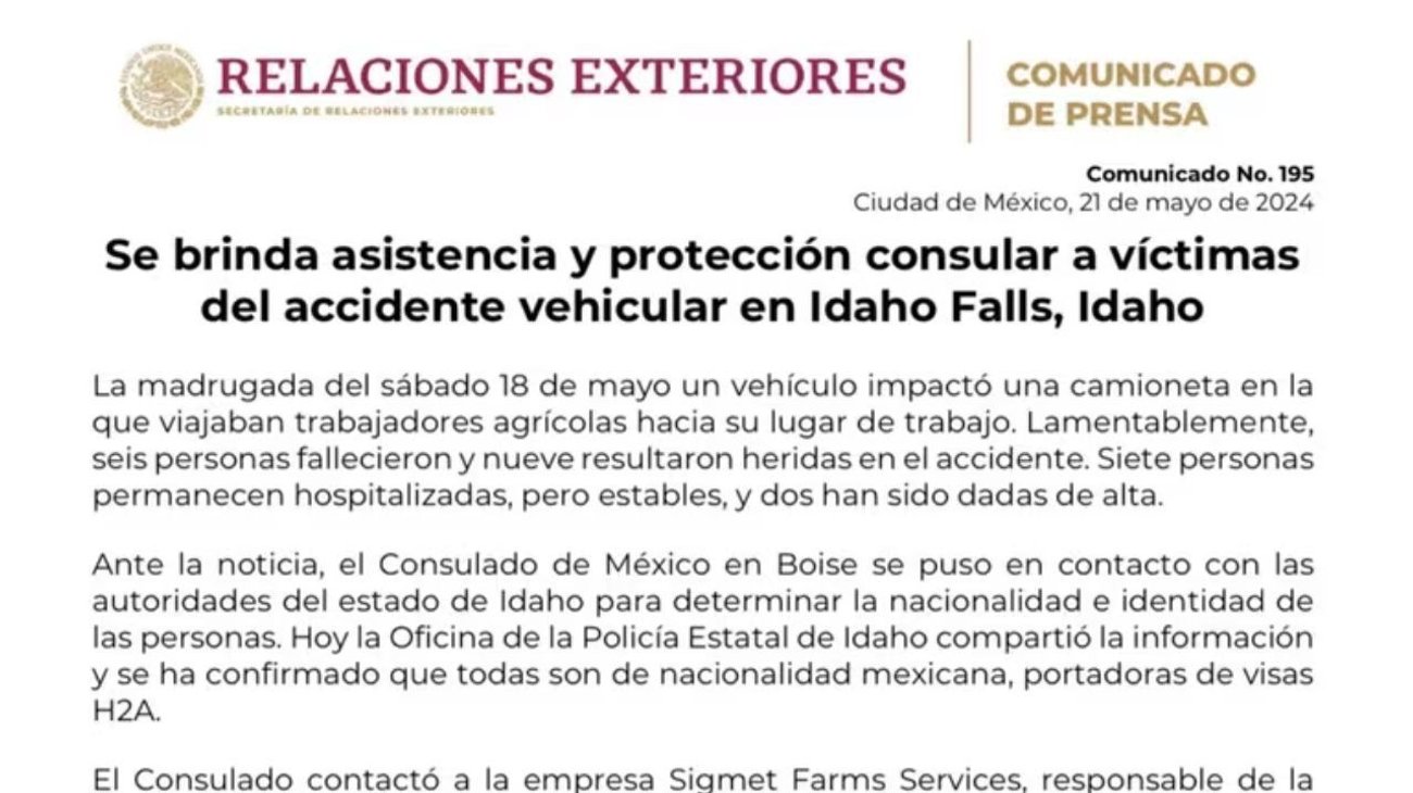 Apoyan a familias de mexicanos muertos en accidente de Idaho