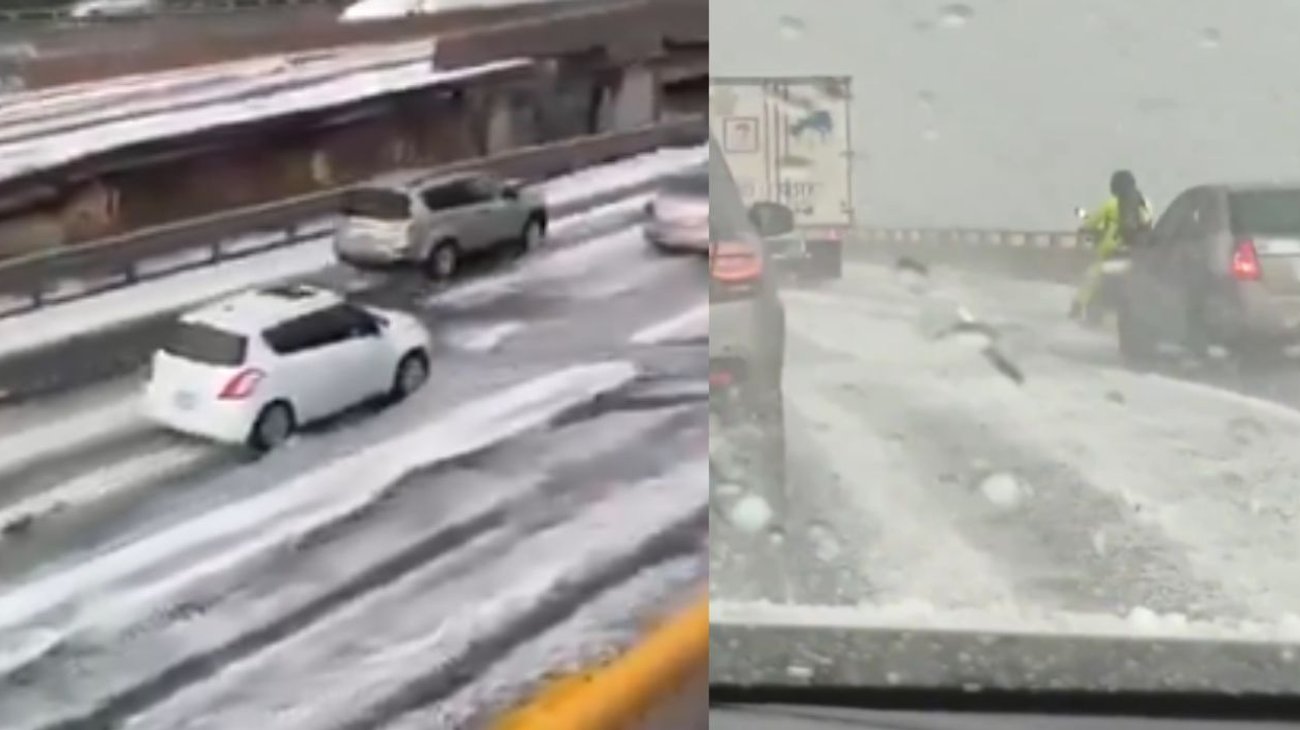 Provoca granizada caos vial en la autopista México-Puebla