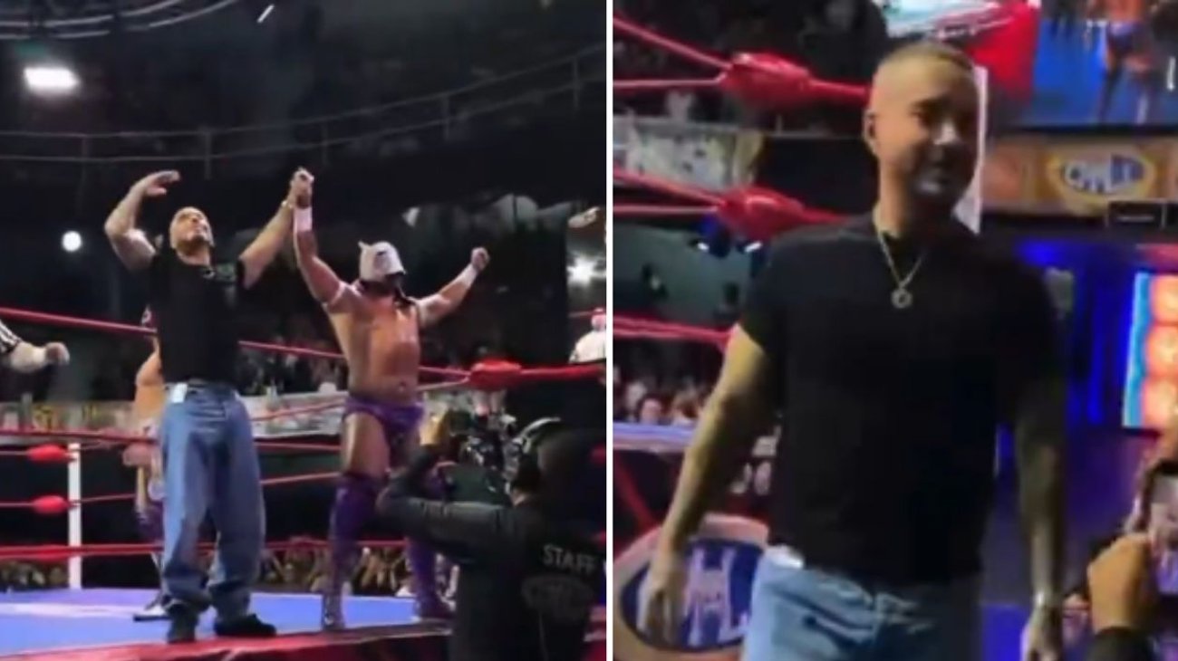J Balvin disfruta de la lucha libre durante gira en México