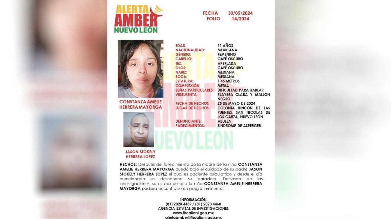 Emiten Alerta Amber por Constanza Herrera Mayorga