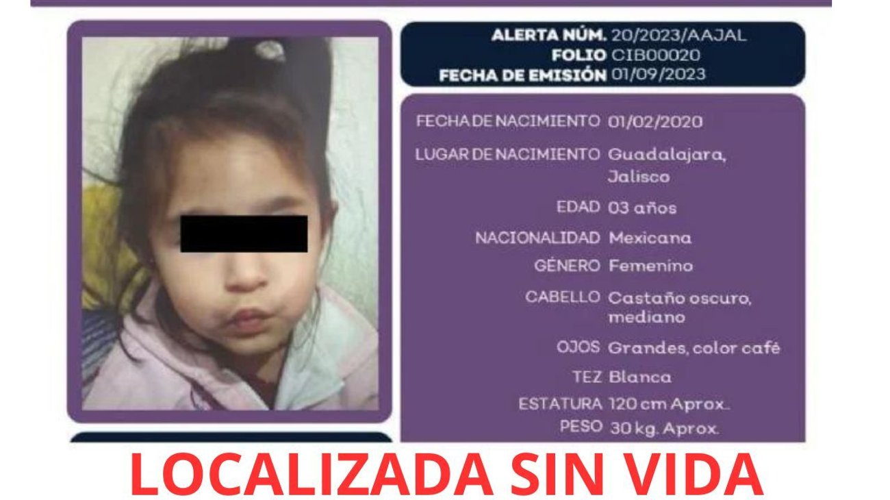 Encuentran a niña de 3 años desaparecida en una cubeta