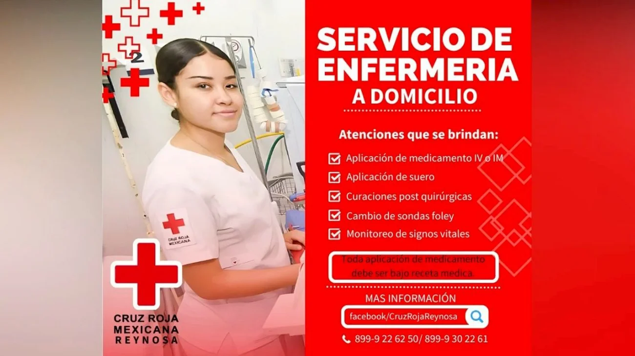 Lanza Cruz Roja Reynosa servicio de enfermería a domicilio