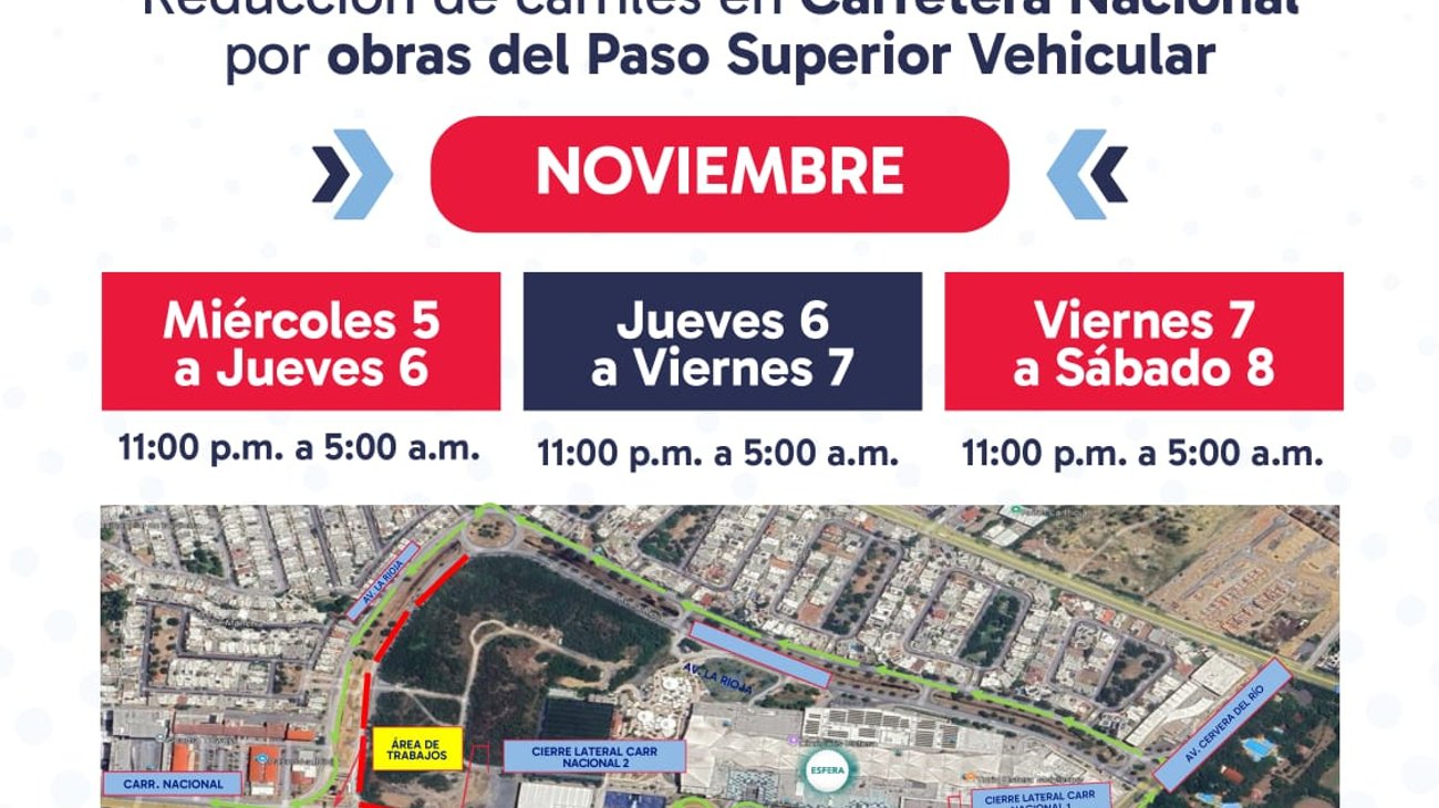 Cierre nocturno en La Rioja por montaje de puente elevado