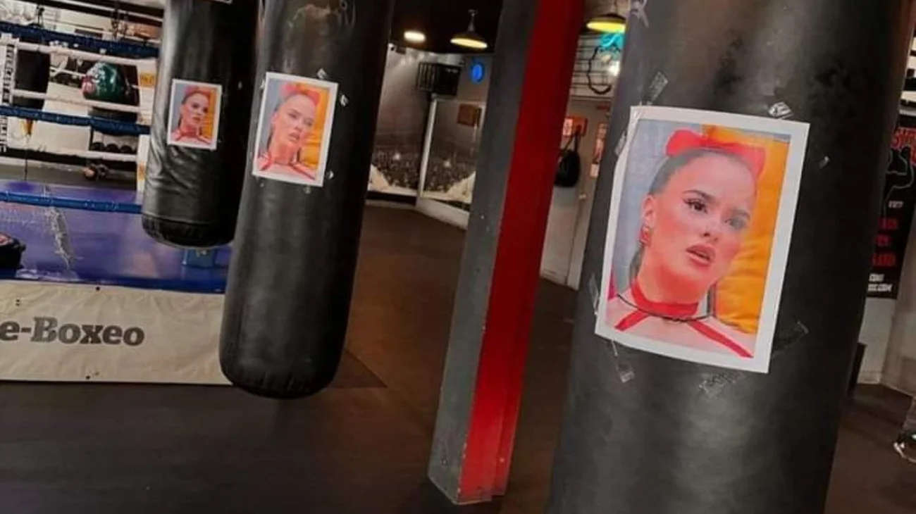 Gimnasio de San Nicolás usa fotos de Gala Montes en sacos