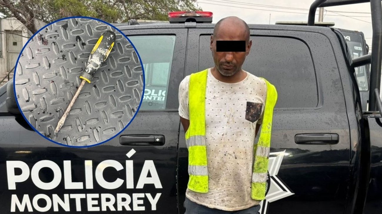 Detienen a hombre por herir con desarmador a peatón en Monterrey