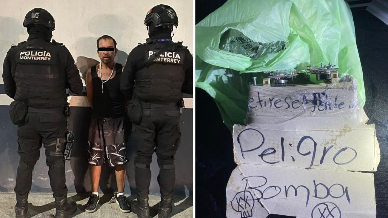 Detienen a hombre con supuesto artefacto explosivo en Monterrey