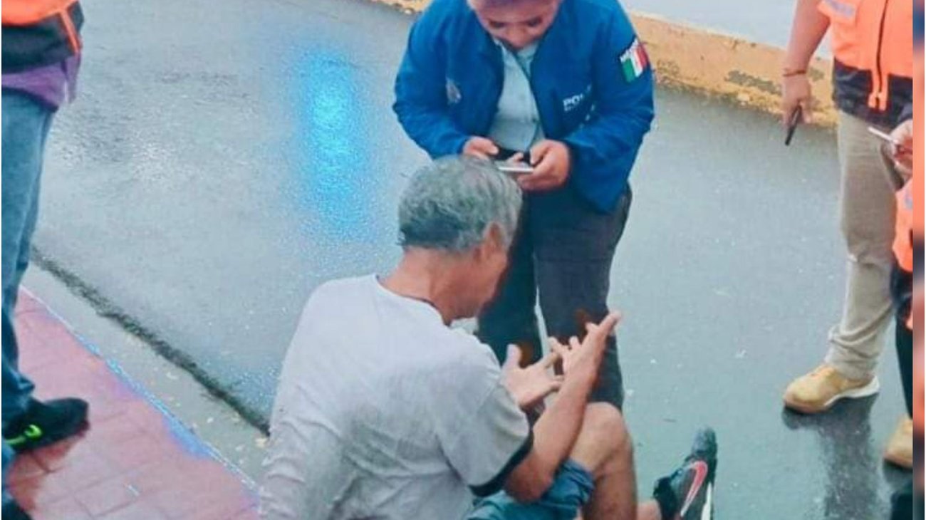 Hombre intenta lanzarse al Río Santa Catarina