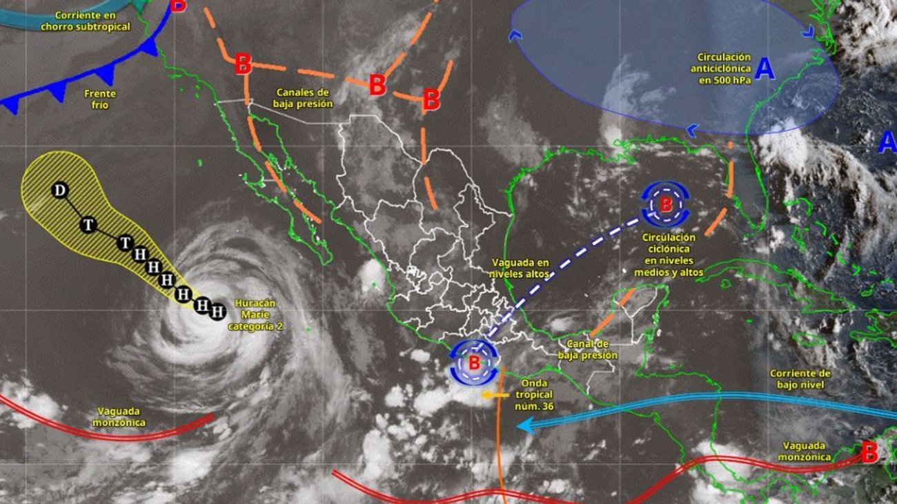 Marie sube a categoría 2; provoca lluvias en Baja California Sur