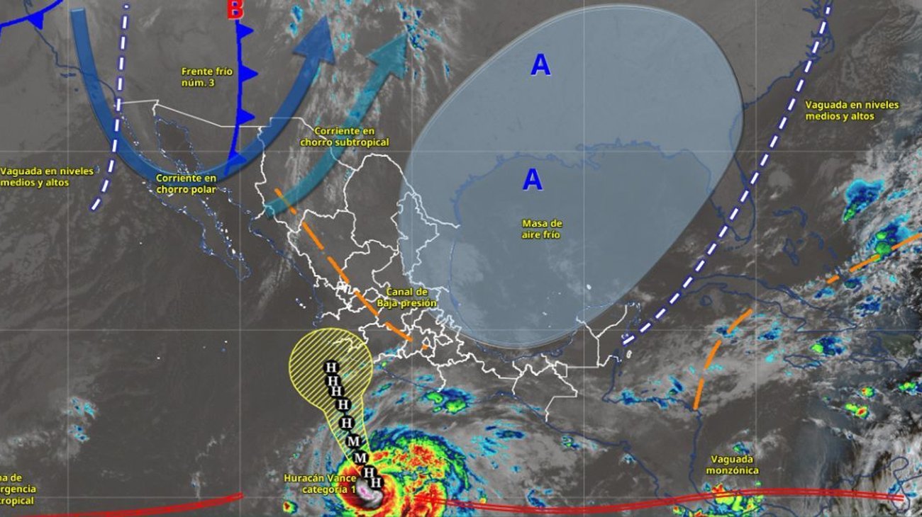 Vance se intensifica a huracán categoría 1; propiciará lluvias
