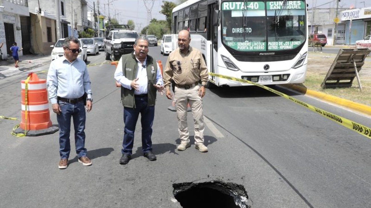 Escobedo arranca con reparación de socavón sobre Agualeguas
