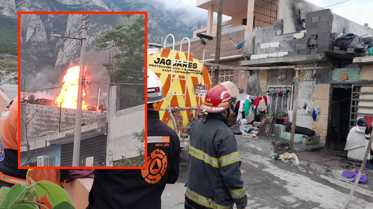 Llamas consumen tejaban en Balcones de Santa Catarina