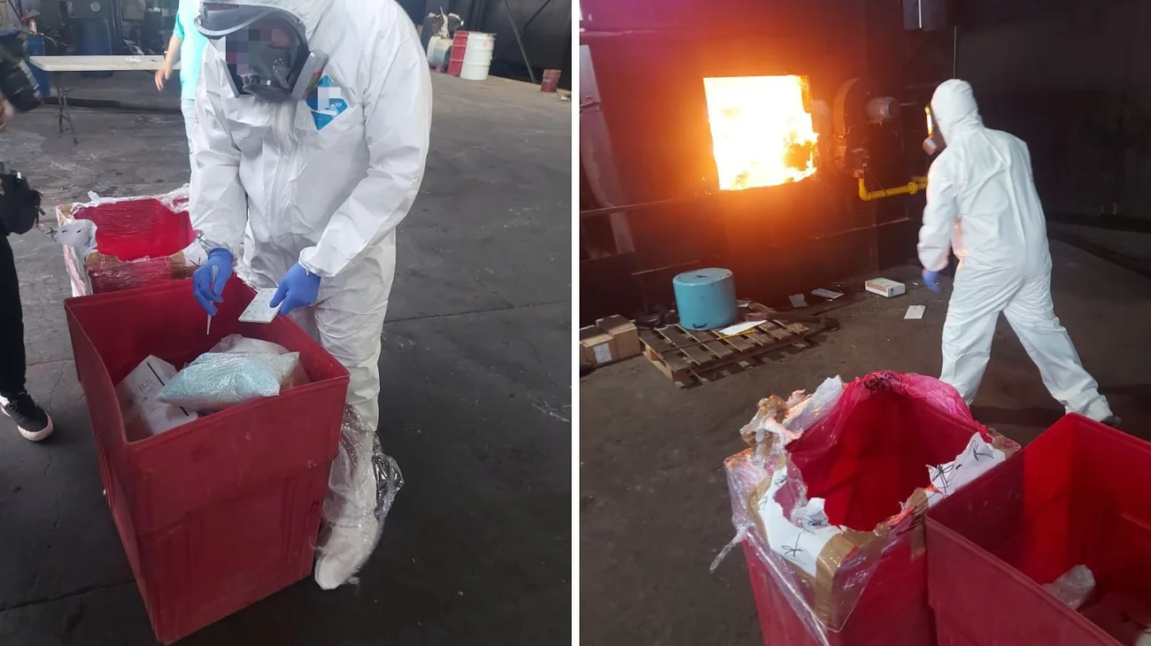 FGR incinera más de 64 kilos de fentanilo decomisado en NL