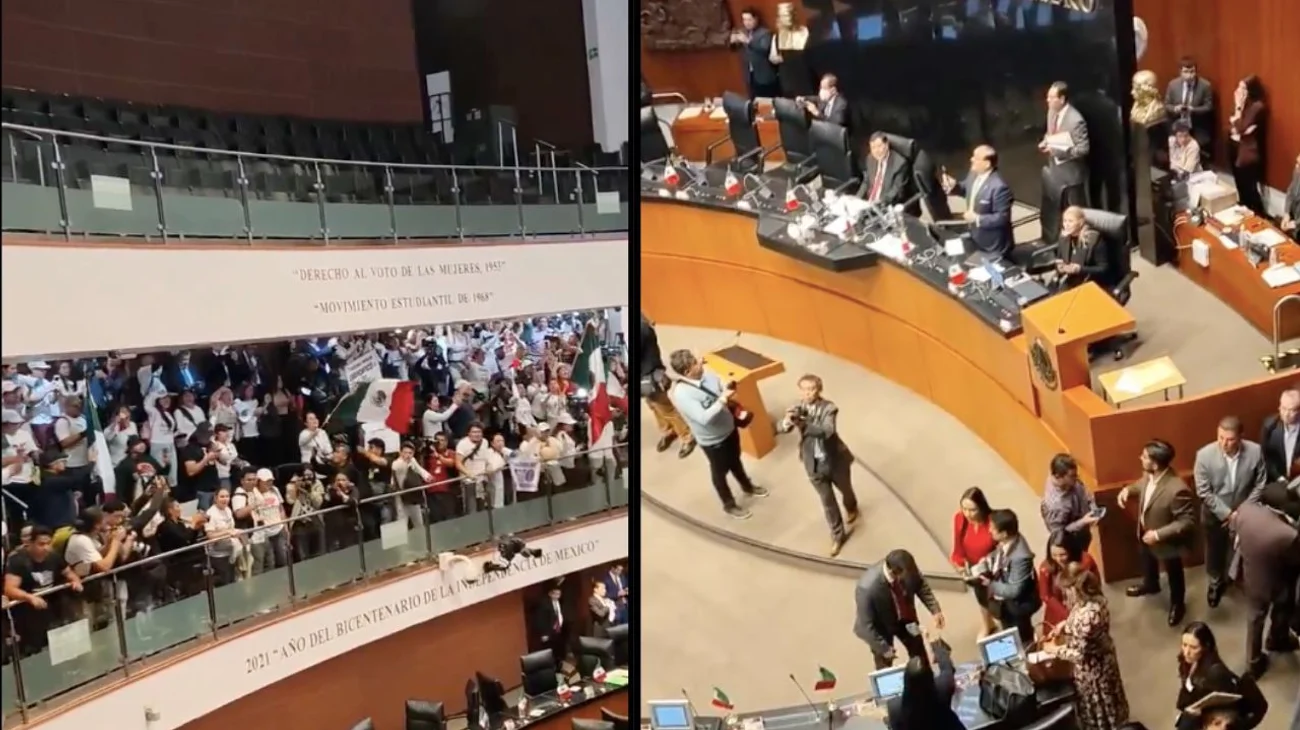 Manifestantes 'toman' el Senado; declaran receso indefinido