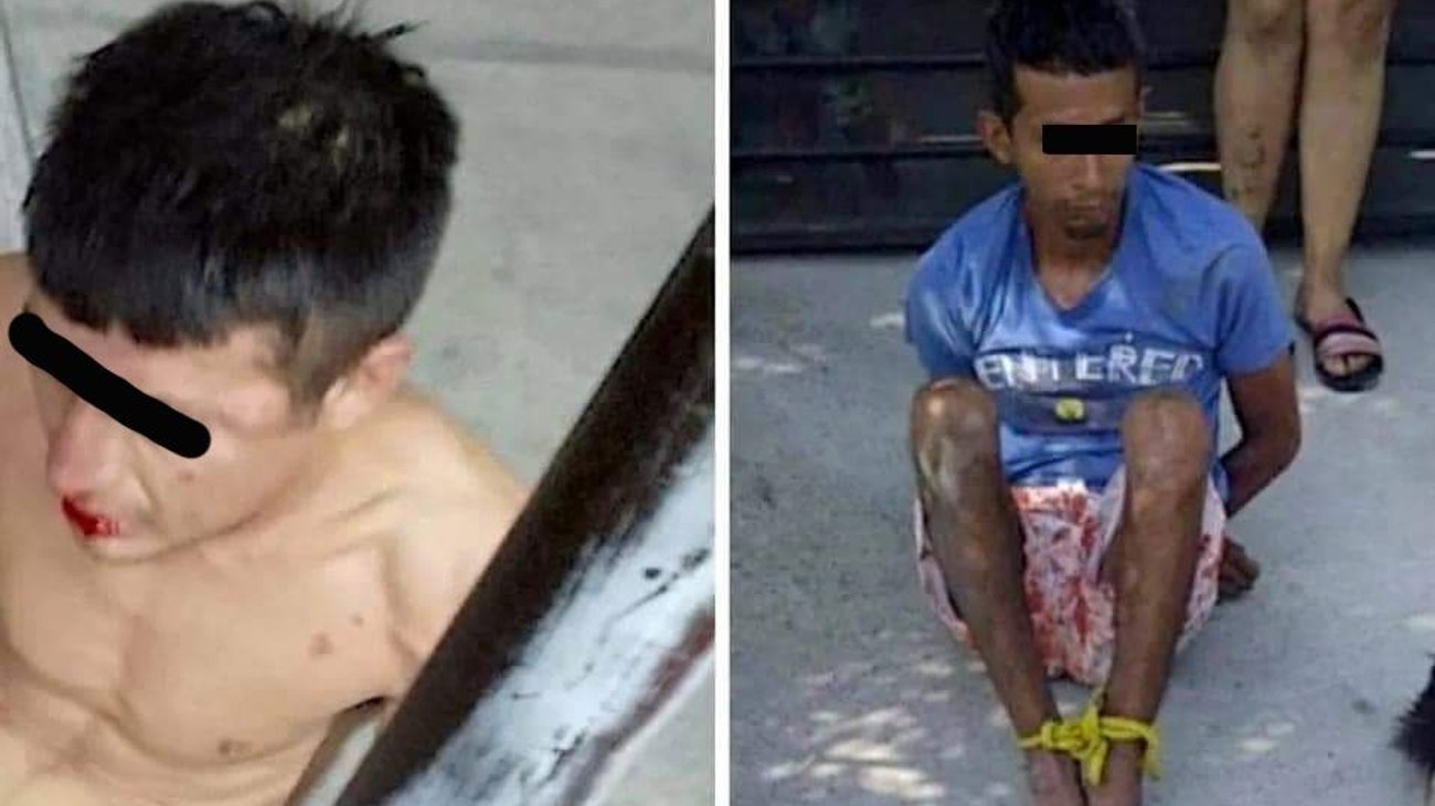 Hartos de los robos, vecinos capturan y someten a ladrones