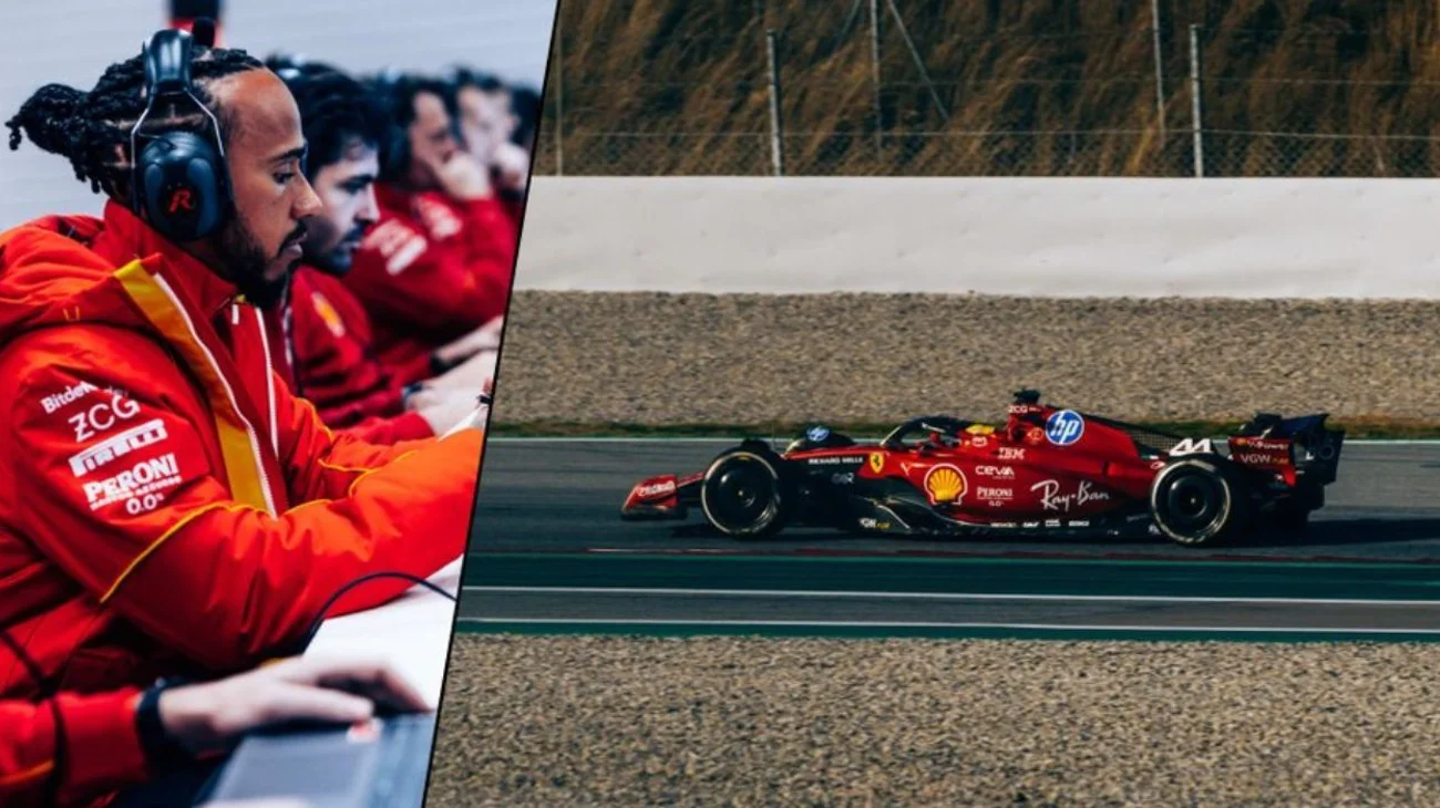 Hamilton estrella Ferrari durante prueba de la F1 en Barcelona