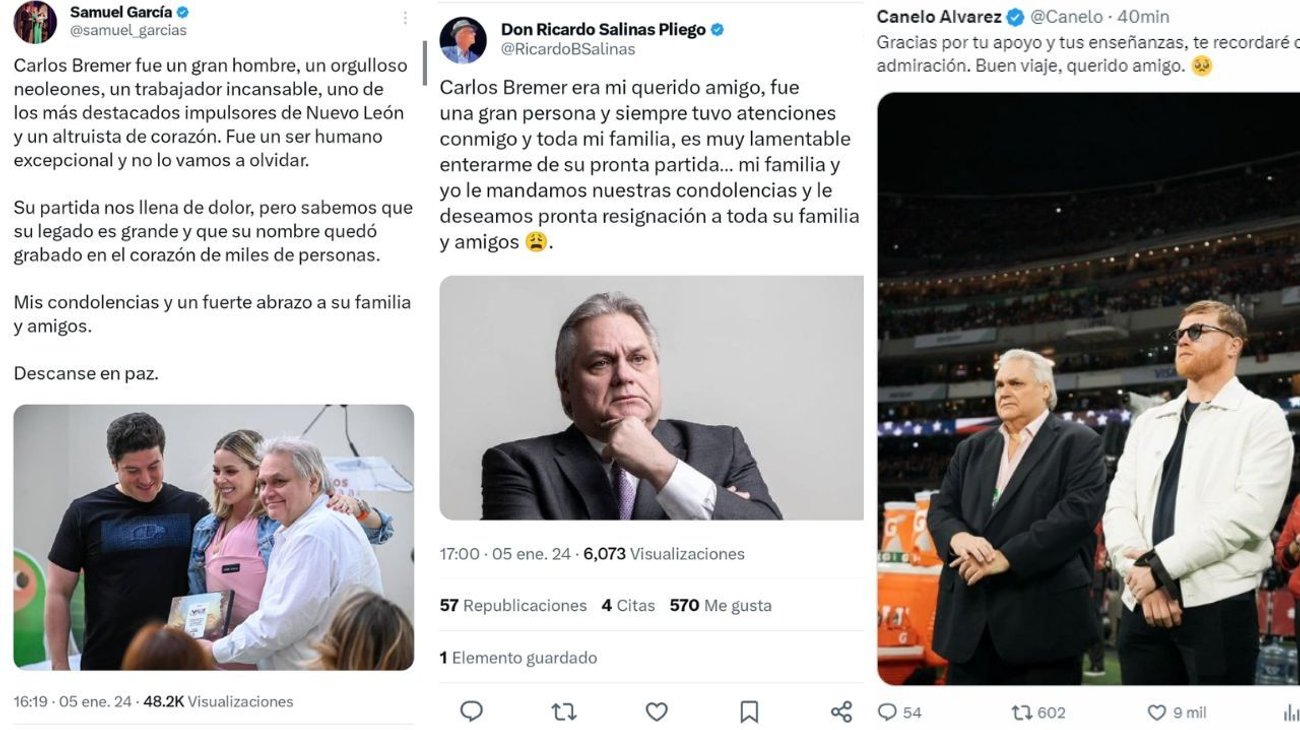 Gobernador y empresarios lamentan muerte de Carlos Bremer