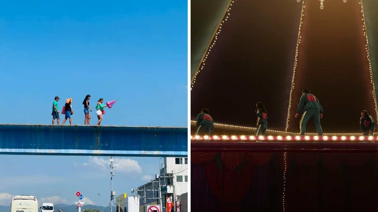 Llaman 'El juego del Calamar' a puente peatonal en Acapulco