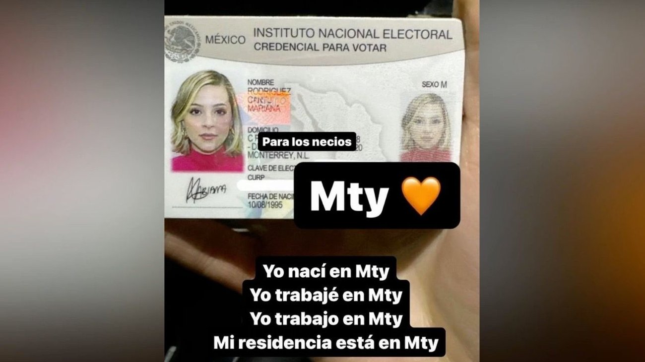 Muestra Mariana su INE con residencia en Monterrey