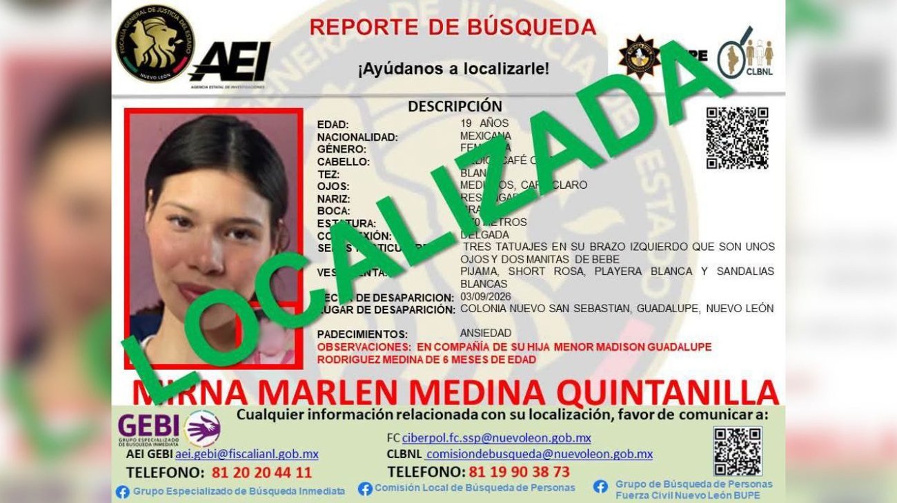 Localizan en Baja California a joven desaparecida en Guadalupe 