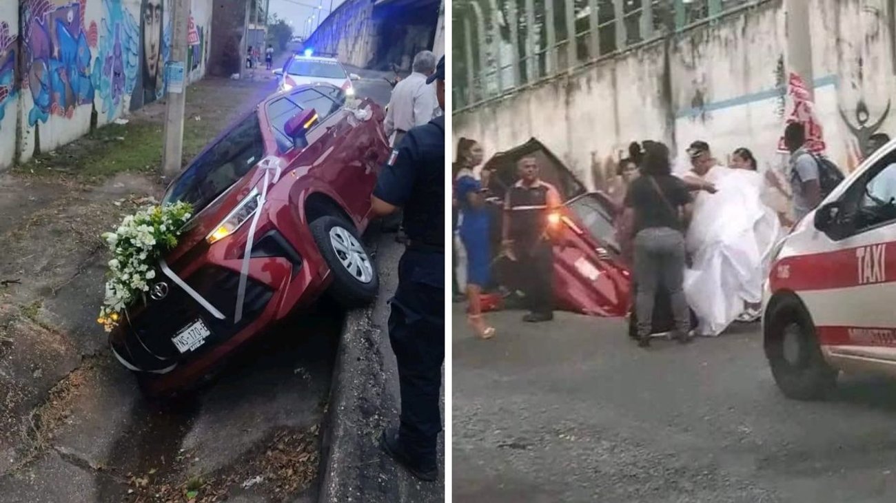 Novia termina en aguas residuales camino a su boda