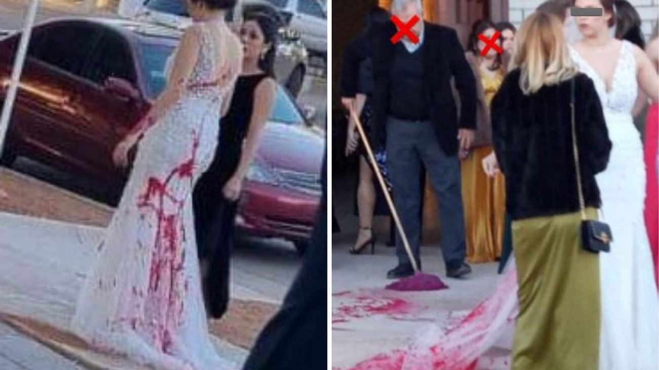 ¡De novela! Suegra ataca a novia con pintura roja en su boda