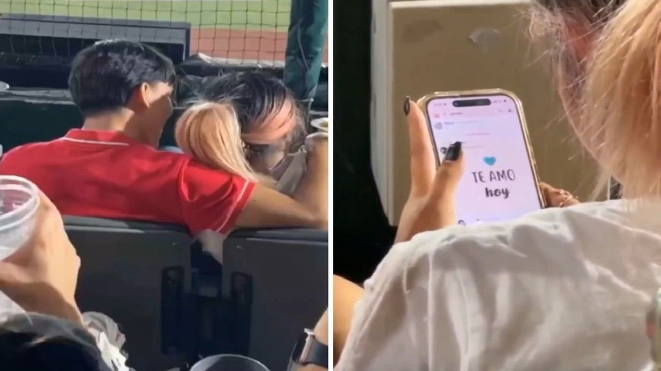 Graban a mujer siendo infiel frente a su novio en estadio