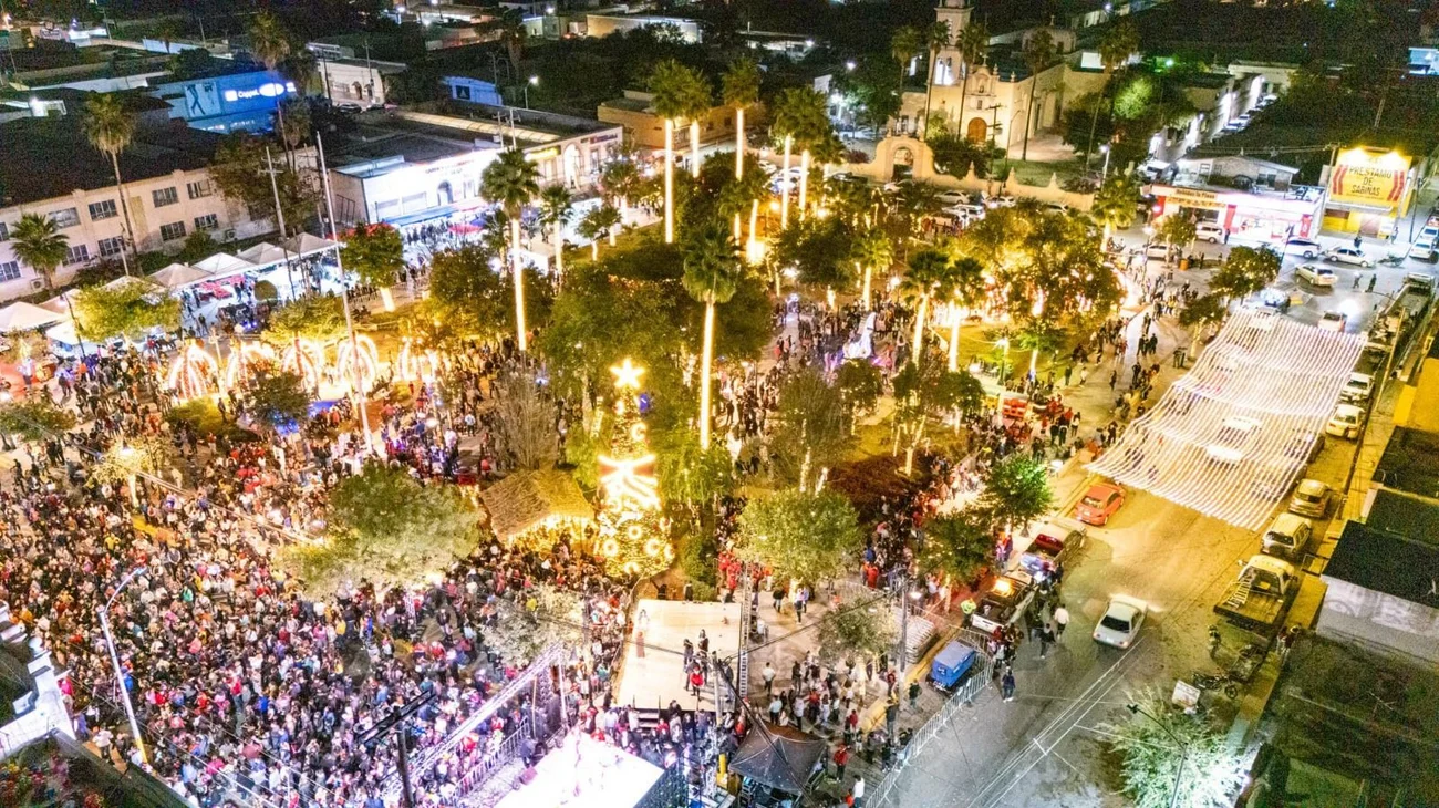 Encienden pino en plaza principal de Salinas Victoria 