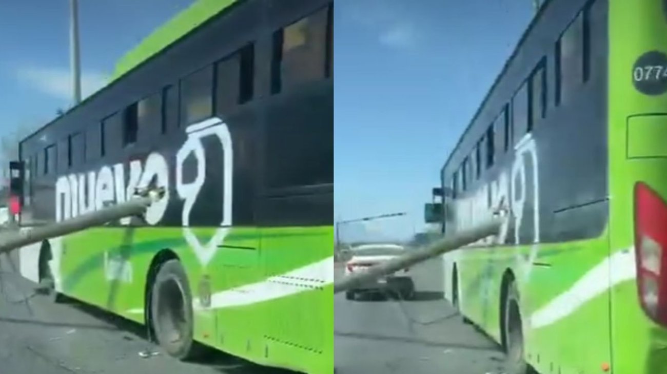 Impacta poste camión en Guadalupe y deja dos graves