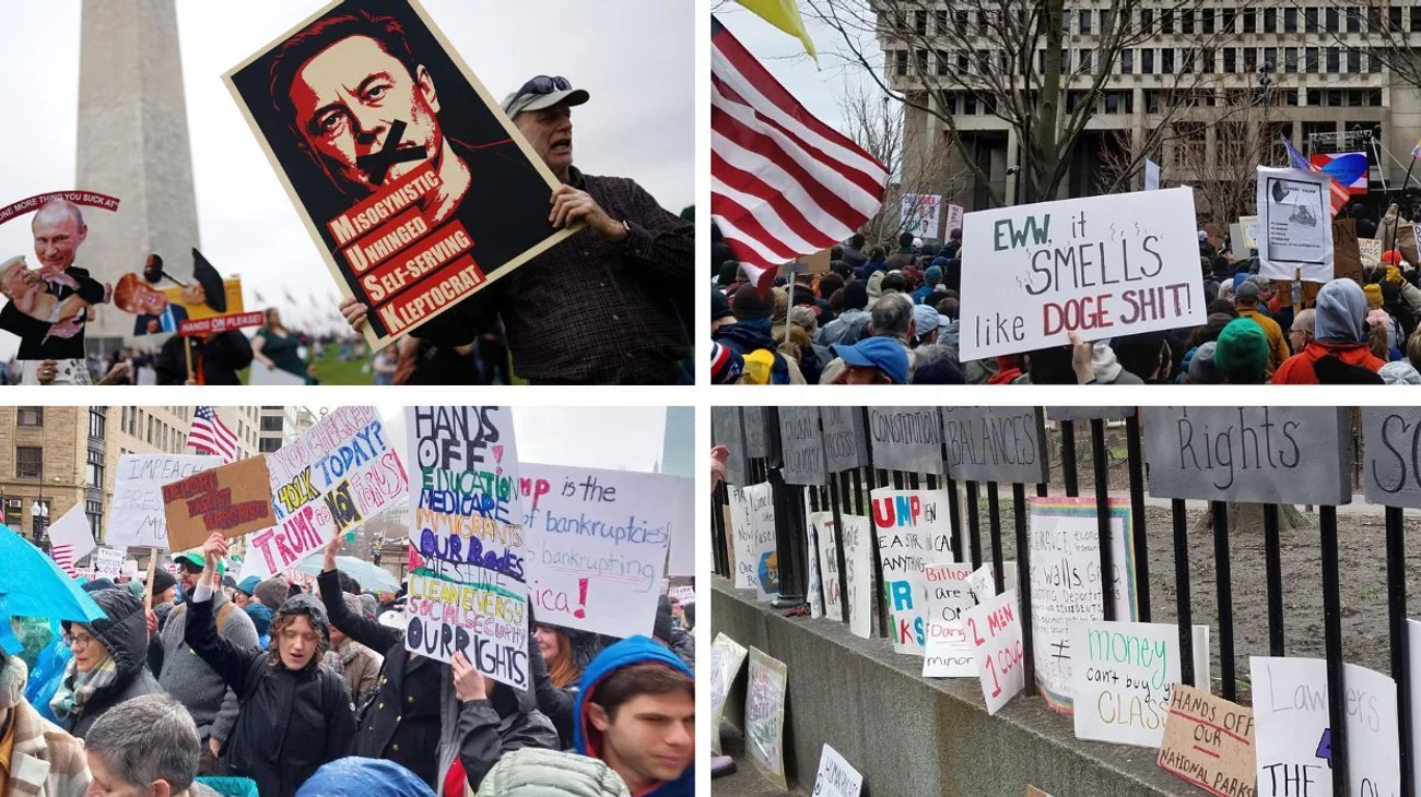 Continúan protestas contra políticas de Trump y Musk en EUA