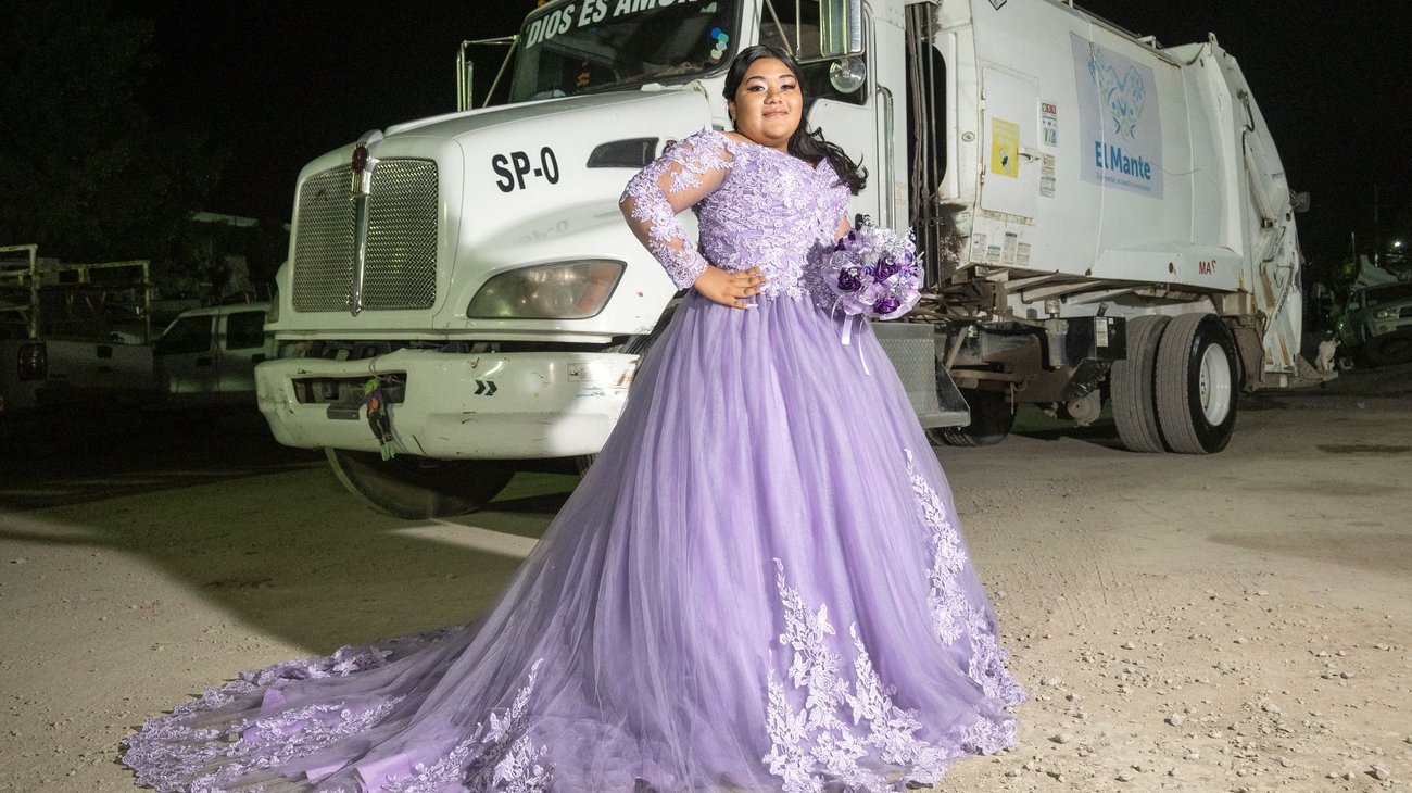 Quinceañera honra a su padre recolector con fotos virales
