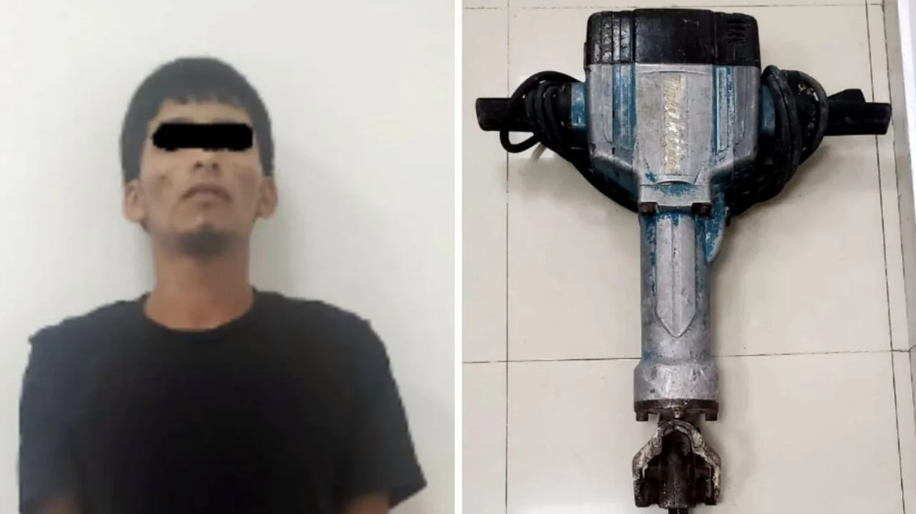 Queda detenido tras robar rompedora de concreto