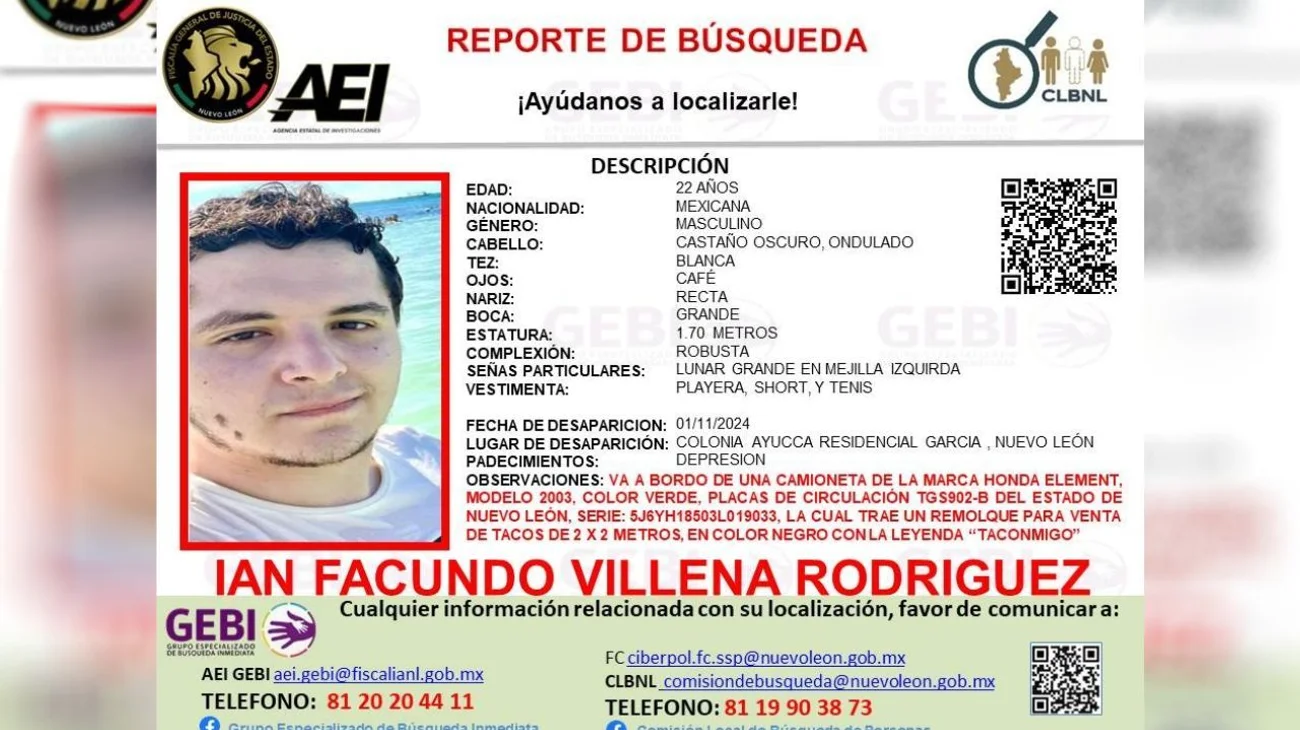Buscan a Ian Facundo Villena, desaparecido en García