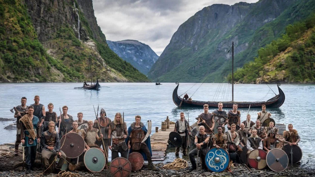 Posan jugadores de Noruega vestidos de vikingos previo al Mundial