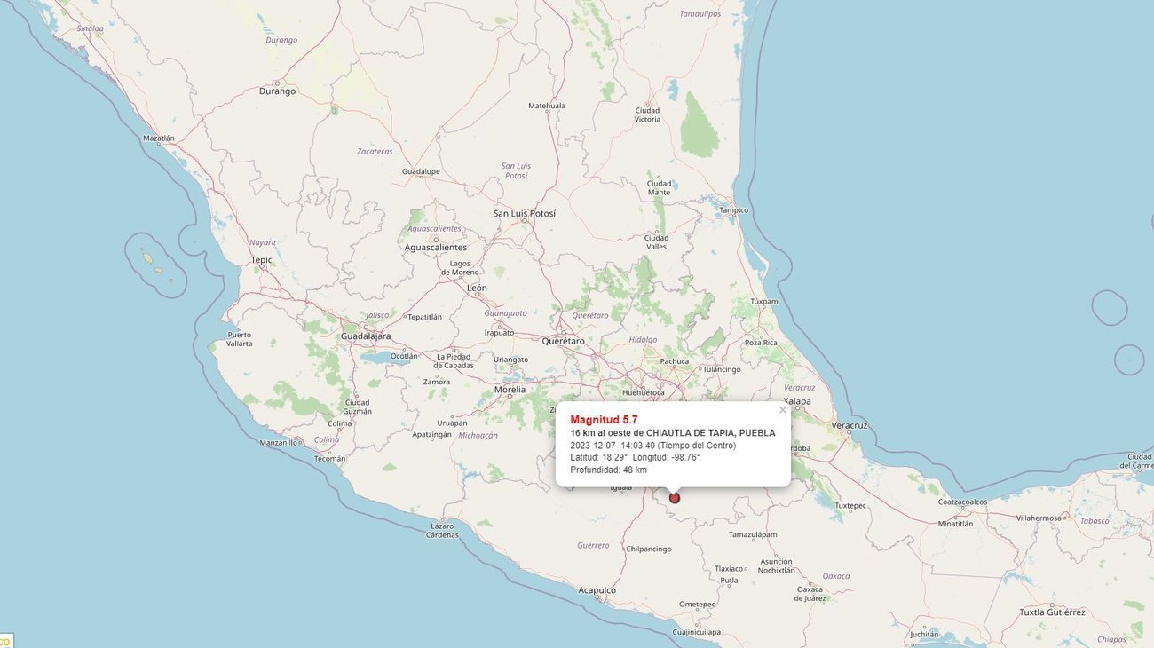 Sismo de 5.7 en Puebla; suena alerta sísmica en CDMX